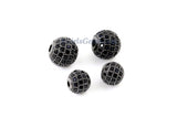Gunmetal Black CZ Beads, Round Black CZ Micro Pave Beads, Ball Black Cubic Zirconia Plated Beads