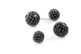 Gunmetal Black CZ Beads, Round Black CZ Micro Pave Beads, Ball Black Cubic Zirconia Plated Beads