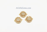 CZ Pave Round Disc Connectors, Baguette Flower Connector #101, Rose Gold Silver or Black Plated