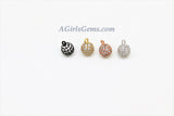 Round Crystal Ball Charm, CZ Micro Pave 6, 8 mm Extender Dangling Charms