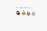 Round Crystal Ball Charm, CZ Micro Pave 6, 8 mm Extender Dangling Charms