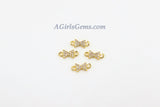 CZ Micro Pave Bow Tie Connector #26, Tiny Hourglass Charm 18 k Gold Plated 4 x 10 mm Ribbon Connector, Tiny CZ Charms for Jewelry Making