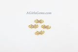 CZ Micro Pave Bow Tie Connector #26, Tiny Hourglass Charm 18 k Gold Plated 4 x 10 mm Ribbon Connector, Tiny CZ Charms for Jewelry Making