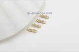 CZ Micro Pave Bow Tie Connector #26, Tiny Hourglass Charm 18 k Gold Plated 4 x 10 mm Ribbon Connector, Tiny CZ Charms for Jewelry Making