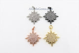 Star Charms, CZ Micro Pave Rose Gold #10, Silver