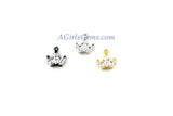 Crown Charm - 2 Pcs CZ Charms 11 x 13 mm, Princess Tiara Mini Charm, Rose