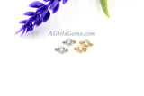 Cubic Zirconia Solitaire Gold Connectors, 3 Pcs 4 mm CZ Jewelry Links #297, 4 x 7 mm Tiny Charms for Earrings