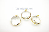 Gold Soldered Crystal Pendant, Hexagon Faceted Chandelier Pendant, 31 x 34 mm Crystal Pendant with Black/Gold Round Disc Pendants