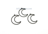 Moon Charm Pendants, CZ Gold Pave Large CZ Charms # 767, Crescent Black Crystal Moon Link 35 x 42 mm
