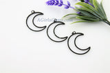 Moon Charm Pendants, CZ Gold Pave Large CZ Charms # 767, Crescent Black Crystal Moon Link 35 x 42 mm