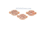 CZ Micro Pave Oval Charms Connectors, 2 Pcs 18 k Rose Gold Plated Oblong Tiny Bracelet Earring Charm 8 mm x 13 mm, Egg Bead Link Findings