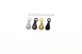CZ Micro Pave Teardrop Charm, 6 x 13 mm Dangle Charm #64, CZ Black Pave