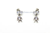 Teddy Bear Charm Pendants, 2 Pcs CZ Micro Pave Silver Rhodium Plated Crystal Bears Charms, Movable Dangle Animal Pendants