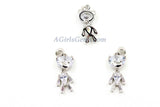 Teddy Bear Charm Pendants, 2 Pcs CZ Micro Pave Silver Rhodium Plated Crystal Bears Charms, Movable Dangle Animal Pendants