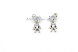 Teddy Bear Charm Pendants, 2 Pcs CZ Micro Pave Silver Rhodium Plated Crystal Bears Charms, Movable Dangle Animal Pendants