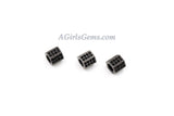 Large Hole Tube Beads, Hexagon Black CZ Pave Beads #251, Gunmetal Black 9 x 9 mm Beads