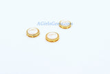 CZ Micro Pave, Infinity Shell Gold Gilding Mother of Pearl #54, Figure 8 Gilded Round Connectors