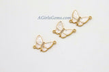 Gold Butterfly Connector, 2 Pcs CZ Micro Purple Shell Butterflies #401, African Monmouth Butterfly