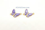 Gold Black Butterfly Connector, 2 Pcs CZ Micro Pink Silver Shell Butterflies #401, African Monmouth Butterfly