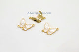 Gold Butterfly Connector, 2 Pcs CZ Micro Purple Shell Butterflies #401, African Monmouth Butterfly