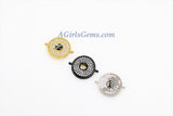 Evil Eye Charm Connector, CZ Micro Pave Round Disc #46, Gold