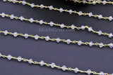 Clear Crystal AB Rosary Chain, 4 mm Mystic AB Crystal CH #329, Gold Plated Wire Wrapped Chains