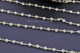 Clear Crystal AB Rosary Chain, 4 mm Mystic AB Crystal CH #329, 22k Gold Plated Chain