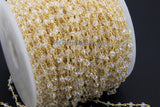 Clear Crystal AB Rosary Chain, 4 mm Mystic AB Crystal CH #329, Gold Plated Wire Wrapped Chains