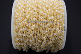 Clear Crystal AB Rosary Chain, 4 mm Mystic AB Crystal CH #329, Gold Plated Wire Wrapped Chains