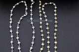 Pyrite Rosary Chain, 4 mm Natural Faceted Bright Silver Pyrite Bead CH 507, Quality Wire Wrapped Chains