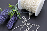 White Chain, Silver Plated White Chalcedony AB Mystic CH #432, 4 mm Wire Wrapped