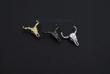 Cow Skull Charms, CZ Micro Pave Gold Plated Bull Skull Pendant Boho Style Charm Beads, Texas Longhorn Cattle