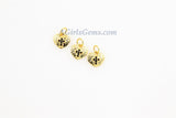 Heart Charms, CZ Micro Black Pave Gold Heart Cross Charms, 18 K Gold Plated Hammered/Textured Pendants 9 x 9 mm