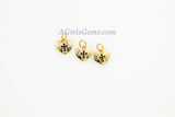 Heart Charms, CZ Micro Black Pave Gold Heart Cross Charms, 18 K Gold Plated Hammered/Textured Pendants 9 x 9 mm