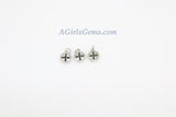 Maltese Cross Charms, CZ Micro Black Pave Beads #61, Silver Round Disc Hammered