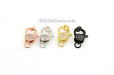 Clear CZ Pave Lobster Claw Clasp, Rose Gold Pave Clasps #53, Silver or Black