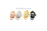 Clear CZ Pave Lobster Claw Clasp, Rose Gold Pave Clasps #53, Silver or Black