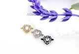 Cubic Zirconia Heart Charm Connectors, 2 Pcs Heart Shaped CZ Micro Pave Tiny Heart Love Charms, 8 x 12 mm