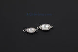 CZ Bezel Mirror Charm Connectors, 2 PCS Link Gold plated, Silver Connector for Link Chain Loop for Earrings Necklace