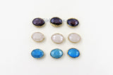 Crystal Beads, Crystal Oval Teardrop #959, Soldered Beads Charm Gold Edge Blue