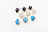 Crystal Beads, Crystal Oval Teardrop #959, Soldered Beads Charm Gold Edge Blue