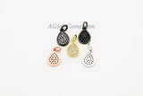 CZ Pave Oval Charms, Cubic Zircon Teardrop Dangles AG #197, Pear Drop Black Pave