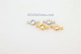 CZ Pave Diamond Shape Connectors, 2 Pcs Gold Cubic Zircon Tiny Diamond Earring Charms, Gold Findings