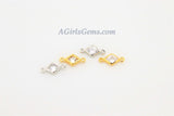 CZ Pave Diamond Shape Connectors, 2 Pcs Gold Cubic Zircon Tiny Diamond Earring Charms, Gold Findings