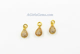 CZ Micro Pave Teardrop Charm, 6 x 13 mm Dangle Charm #64, CZ Black Pave