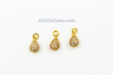 CZ Micro Pave Teardrop Charm, 6 x 13 mm Dangle Charm #64, CZ Black Pave