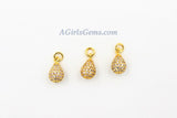 CZ Micro Pave Teardrop Charm, 6 x 13 mm Dangle Charm #64, CZ Black Pave