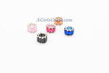 Silver Tube Beads, CZ Pave Large Hole Beads, 6 x 10 mm *Baguette* Crystal Big Hole Rondelle Pink/Blue/Champagne/Black/Fuchsia Donuts/Drum