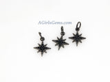 Star Charm Pendants, 2 Pcs CZ Micro Pave Mini CZ Charms, 12 x 14 mm Crystal Starburst 18 K Rose Gold