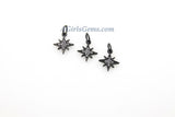 Star Charm Pendants, 2 Pcs CZ Micro Pave Mini CZ Charms, 12 x 14 mm Crystal Starburst 18 K Rose Gold